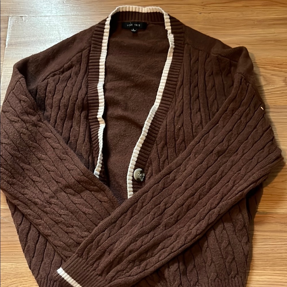 Love Tree Brown Cable Knit Cardigan